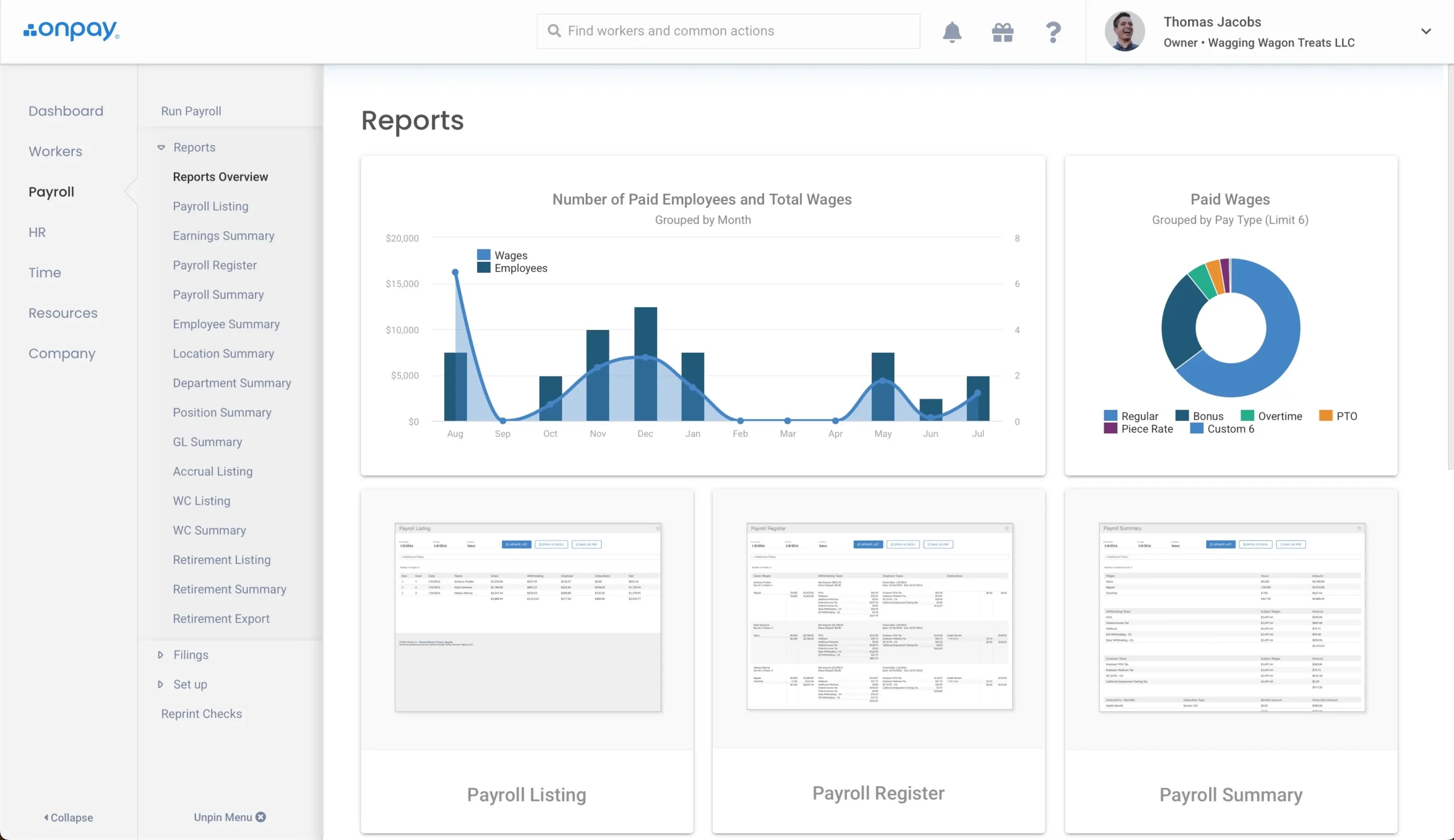 OnPay platform dashboard