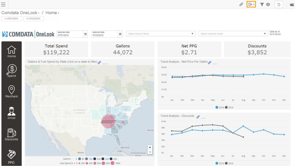 Comdata OneLook dashboard