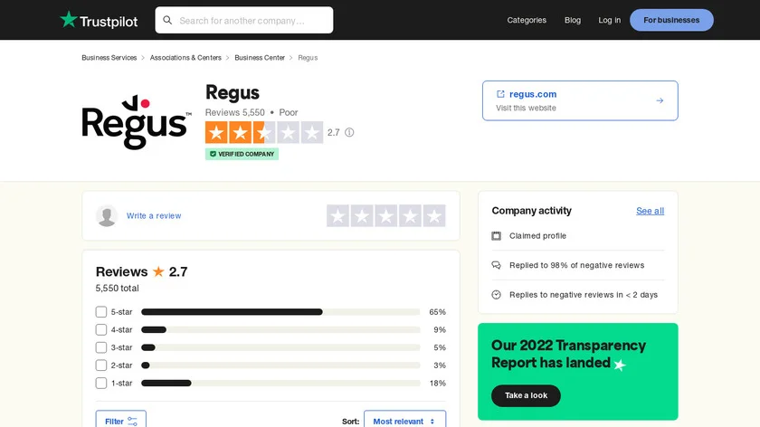 Regus platform dashboard