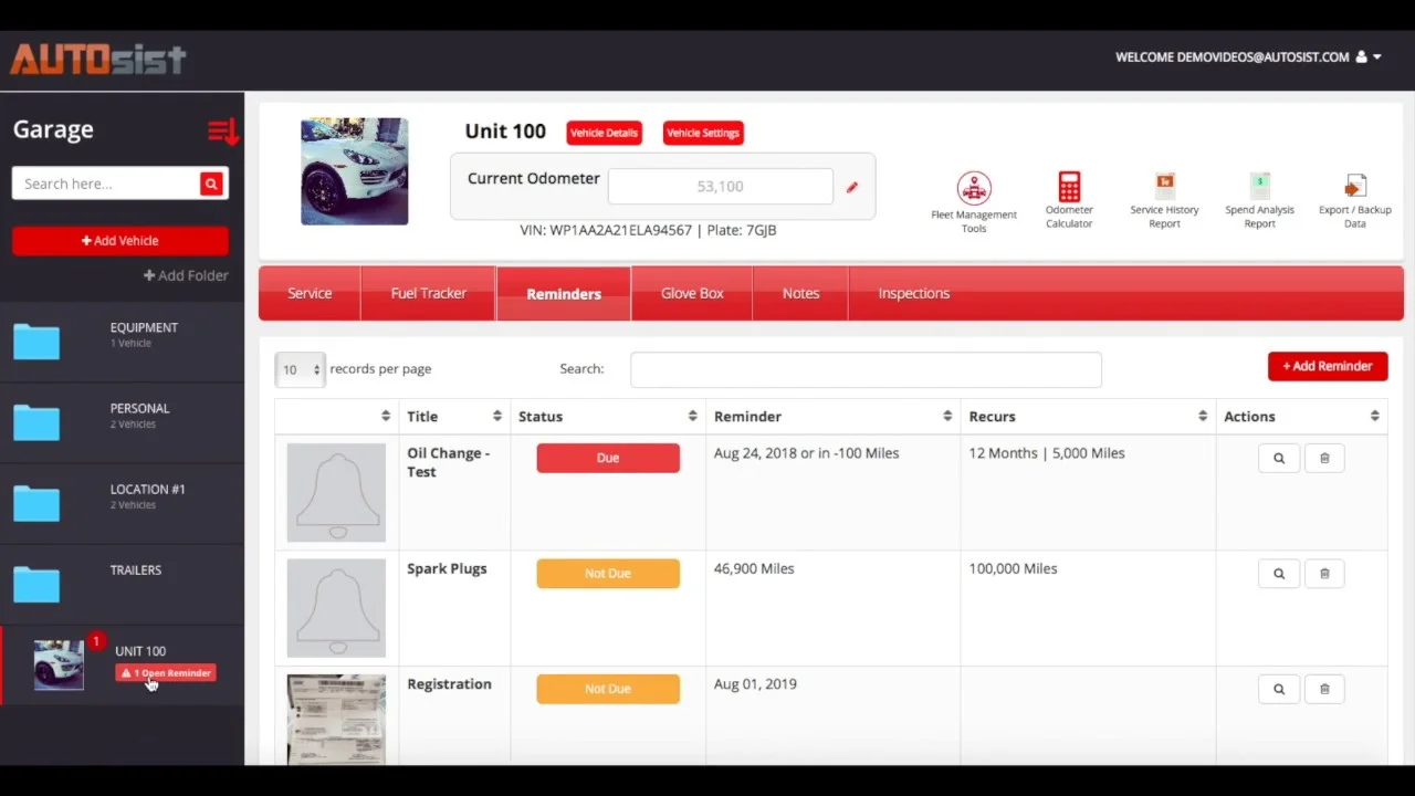 AUTOsist platform dashboard
